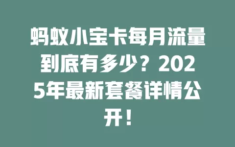 蚂蚁小宝卡每月流量到底有多少？2025年最新套餐详情公开！