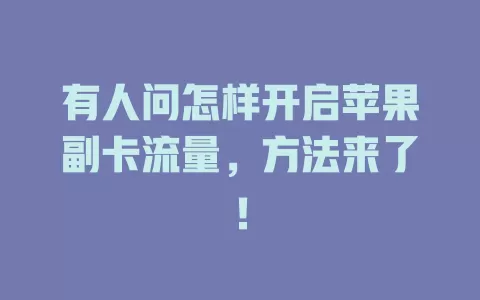 有人问怎样开启苹果副卡流量，方法来了！