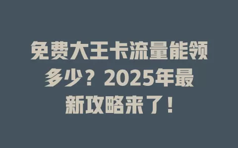 免费大王卡流量能领多少？2025年最新攻略来了！
