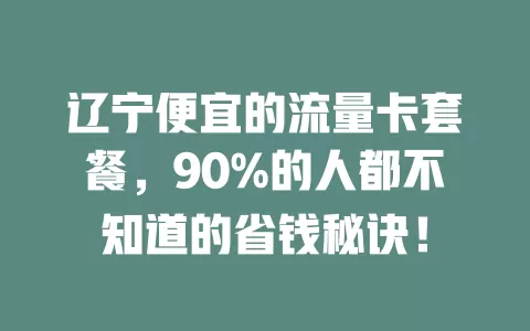 辽宁便宜的流量卡套餐，90%的人都不知道的省钱秘诀！