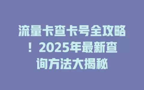 流量卡查卡号全攻略！2025年最新查询方法大揭秘