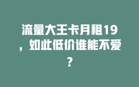 流量大王卡月租19，如此低价谁能不爱？