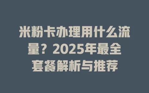 米粉卡办理用什么流量？2025年最全套餐解析与推荐