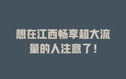 想在江西畅享超大流量的人注意了！