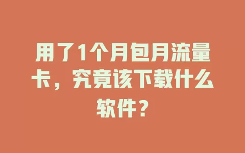 用了1个月包月流量卡，究竟该下载什么软件？