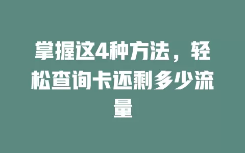 掌握这4种方法，轻松查询卡还剩多少流量