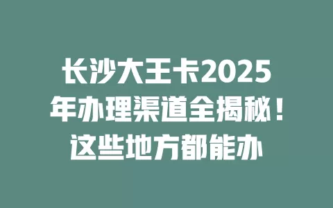 长沙大王卡2025年办理渠道全揭秘！这些地方都能办