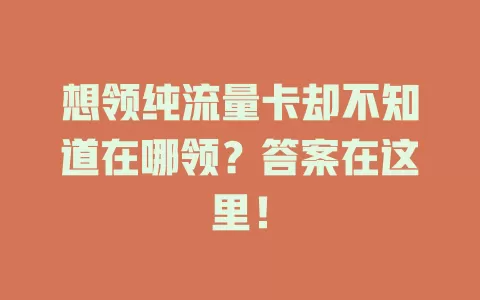 想领纯流量卡却不知道在哪领？答案在这里！