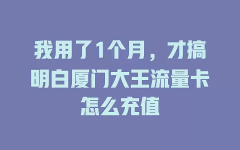 我用了1个月，才搞明白厦门大王流量卡怎么充值