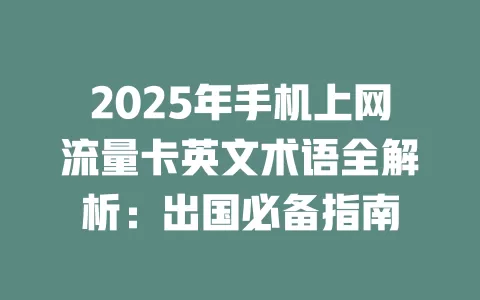 2025年手机上网流量卡英文术语全解析：出国必备指南