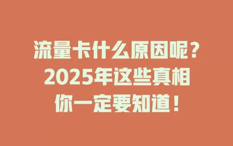 流量卡什么原因呢？2025年这些真相你一定要知道！