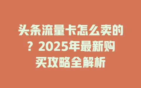 头条流量卡怎么卖的？2025年最新购买攻略全解析