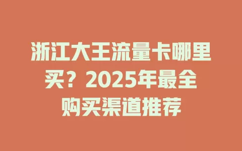 浙江大王流量卡哪里买？2025年最全购买渠道推荐