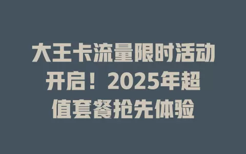 大王卡流量限时活动开启！2025年超值套餐抢先体验