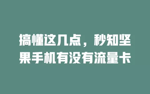 搞懂这几点，秒知坚果手机有没有流量卡