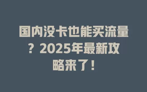 国内没卡也能买流量？2025年最新攻略来了！