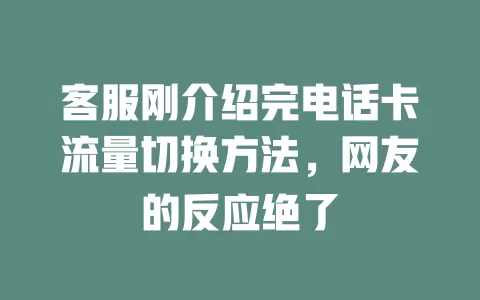 客服刚介绍完电话卡流量切换方法，网友的反应绝了