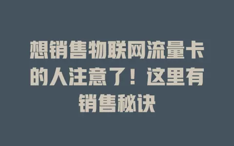 想销售物联网流量卡的人注意了！这里有销售秘诀