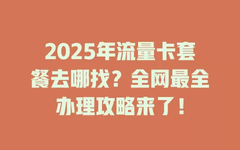 2025年流量卡套餐去哪找？全网最全办理攻略来了！
