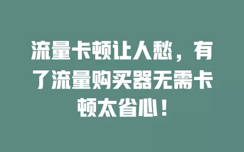 流量卡顿让人愁，有了流量购买器无需卡顿太省心！