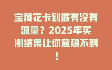 宝藏花卡到底有没有流量？2025年实测结果让你意想不到！