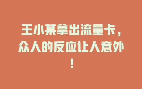 王小某拿出流量卡，众人的反应让人意外！