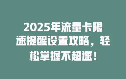 2025年流量卡限速提醒设置攻略，轻松掌握不超速！