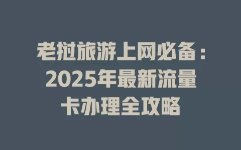 老挝旅游上网必备：2025年最新流量卡办理全攻略
