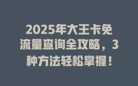 2025年大王卡免流量查询全攻略，3种方法轻松掌握！