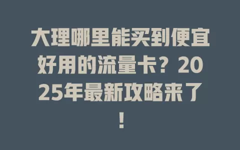 大理哪里能买到便宜好用的流量卡？2025年最新攻略来了！