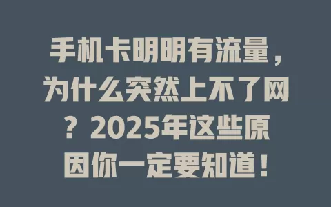 手机卡明明有流量，为什么突然上不了网？2025年这些原因你一定要知道！