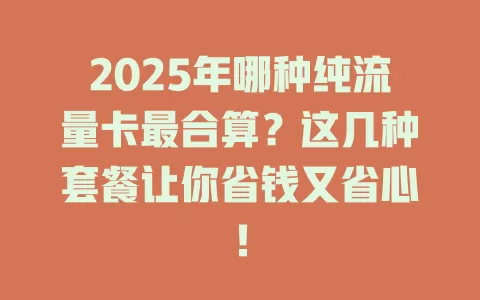 2025年哪种纯流量卡最合算？这几种套餐让你省钱又省心！