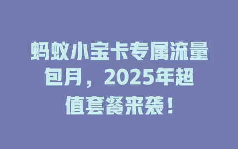 蚂蚁小宝卡专属流量包月，2025年超值套餐来袭！