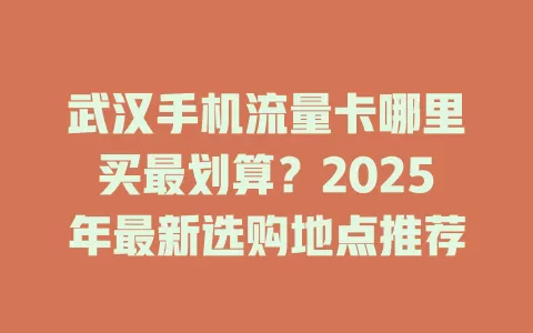 武汉手机流量卡哪里买最划算？2025年最新选购地点推荐