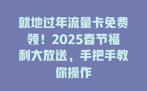 就地过年流量卡免费领！2025春节福利大放送，手把手教你操作