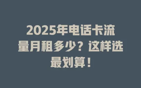 2025年电话卡流量月租多少？这样选最划算！
