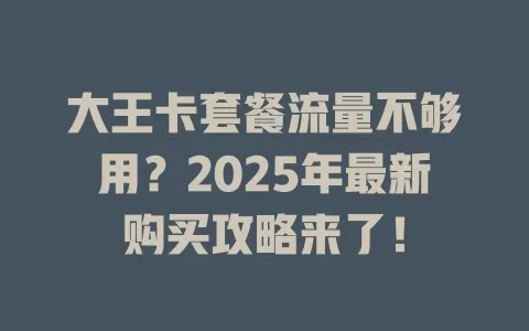 大王卡套餐流量不够用？2025年最新购买攻略来了！