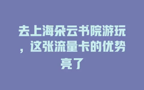 去上海朵云书院游玩，这张流量卡的优势亮了