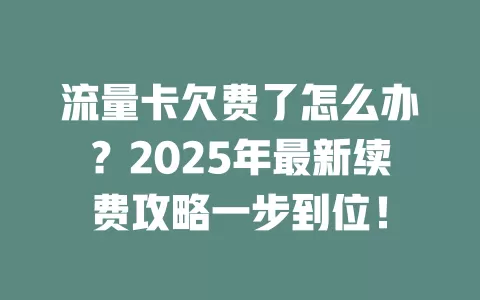 流量卡欠费了怎么办？2025年最新续费攻略一步到位！