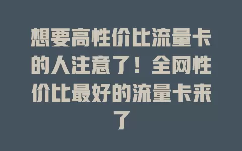 想要高性价比流量卡的人注意了！全网性价比最好的流量卡来了