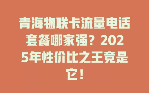 青海物联卡流量电话套餐哪家强？2025年性价比之王竟是它！