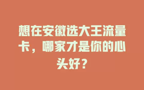 想在安徽选大王流量卡，哪家才是你的心头好？