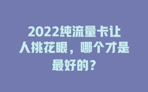 2022纯流量卡让人挑花眼，哪个才是最好的？