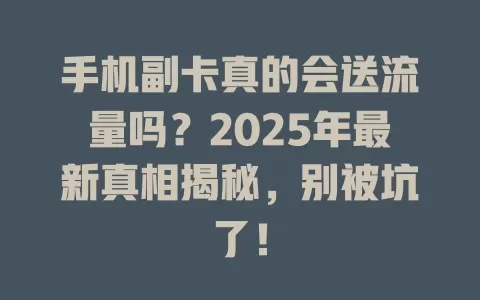 手机副卡真的会送流量吗？2025年最新真相揭秘，别被坑了！