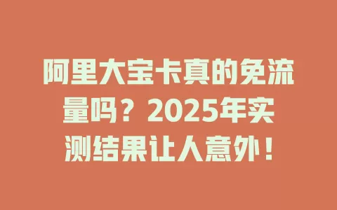 阿里大宝卡真的免流量吗？2025年实测结果让人意外！