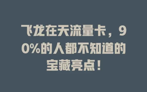 飞龙在天流量卡，90%的人都不知道的宝藏亮点！