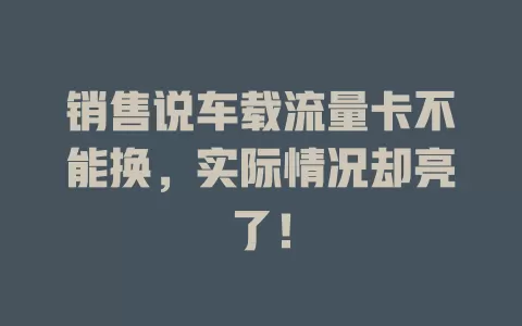 销售说车载流量卡不能换，实际情况却亮了！