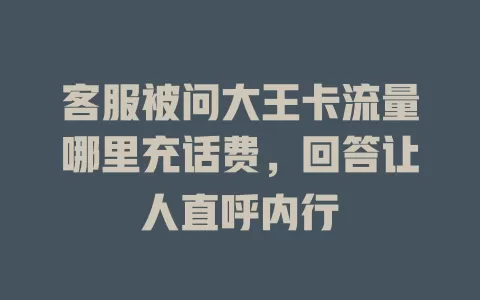 客服被问大王卡流量哪里充话费，回答让人直呼内行