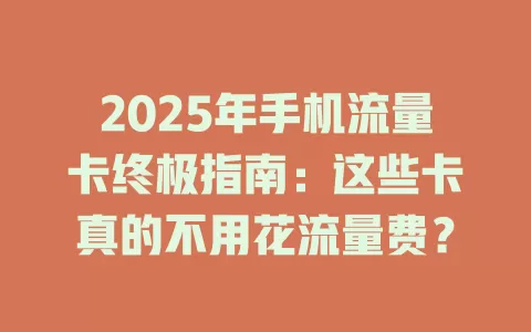 2025年手机流量卡终极指南：这些卡真的不用花流量费？