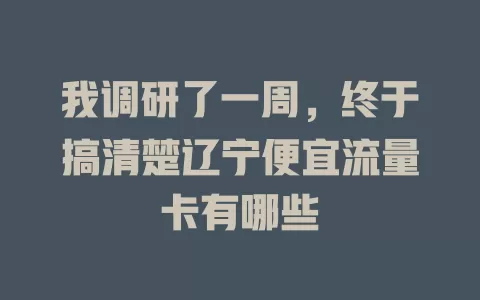 我调研了一周，终于搞清楚辽宁便宜流量卡有哪些